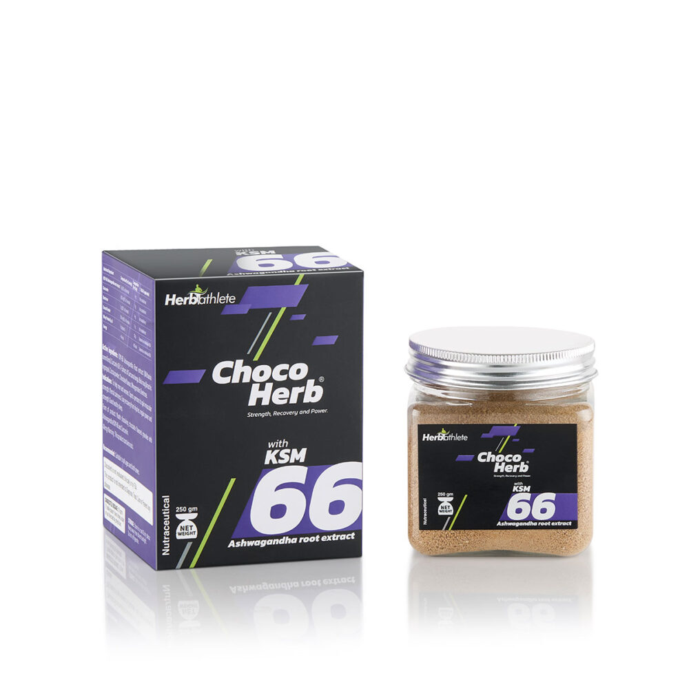Chocoherb with KSM 66 ashwagandha root extract. For Strength, Stamina and recovery