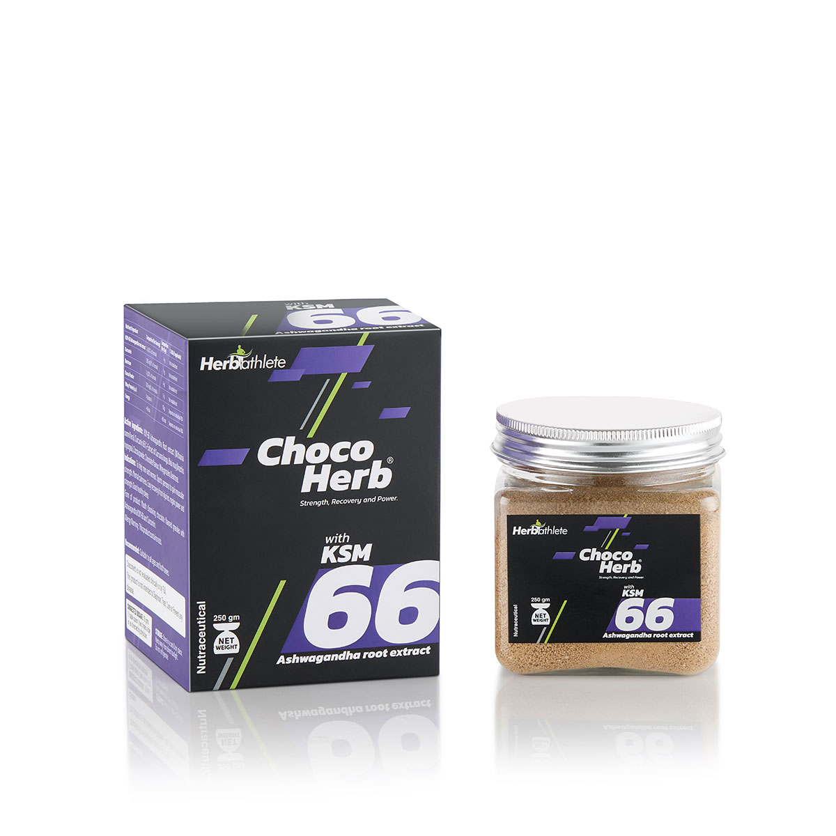 Chocoherb with KSM 66 ashwagandha root extract. For Strength, Stamina and recovery